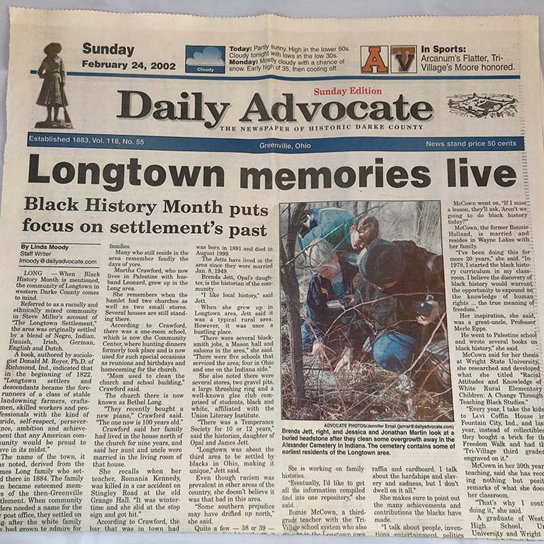 Newspaper Article about the Legacy of Longtown