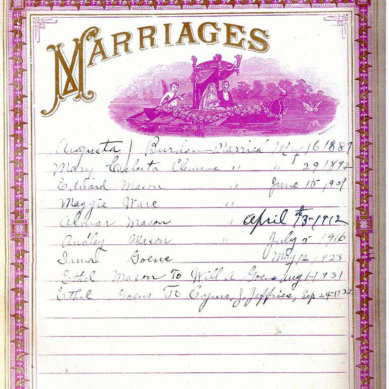 Mason Family Marriage Record