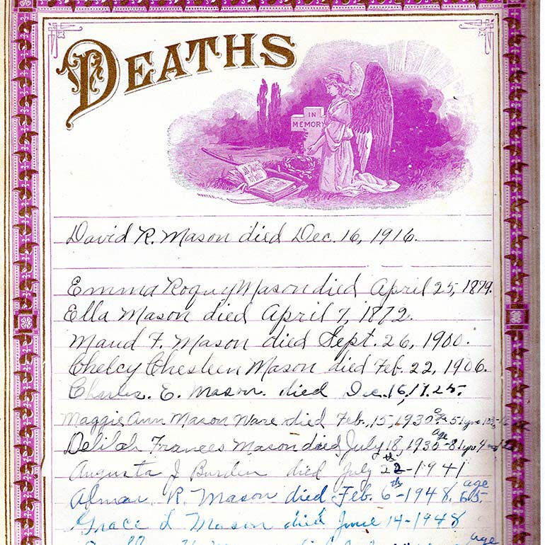 Mason Family Death Record