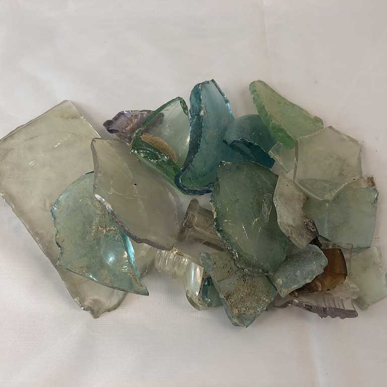 Broken glass-archaeological dig (clear)